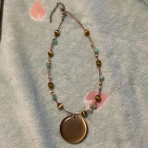 Elegant Brown and Blue Pendant Necklace